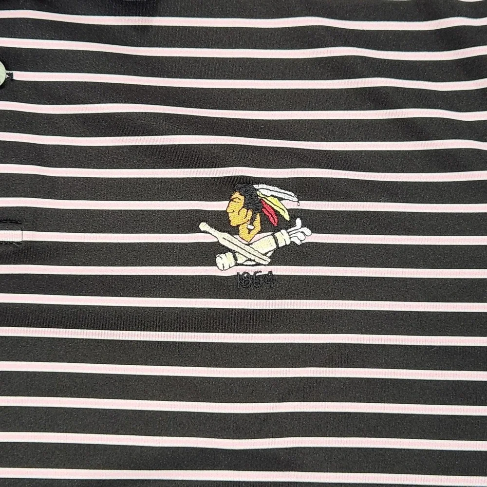 RLX Ralph Lauren Polo Shirt Mens Large Black Pink Philadelphia Cricket‎ Club